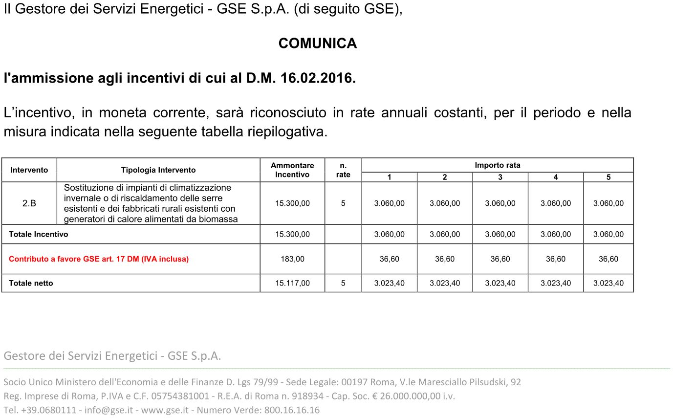 Accett domanda GSE biomassa